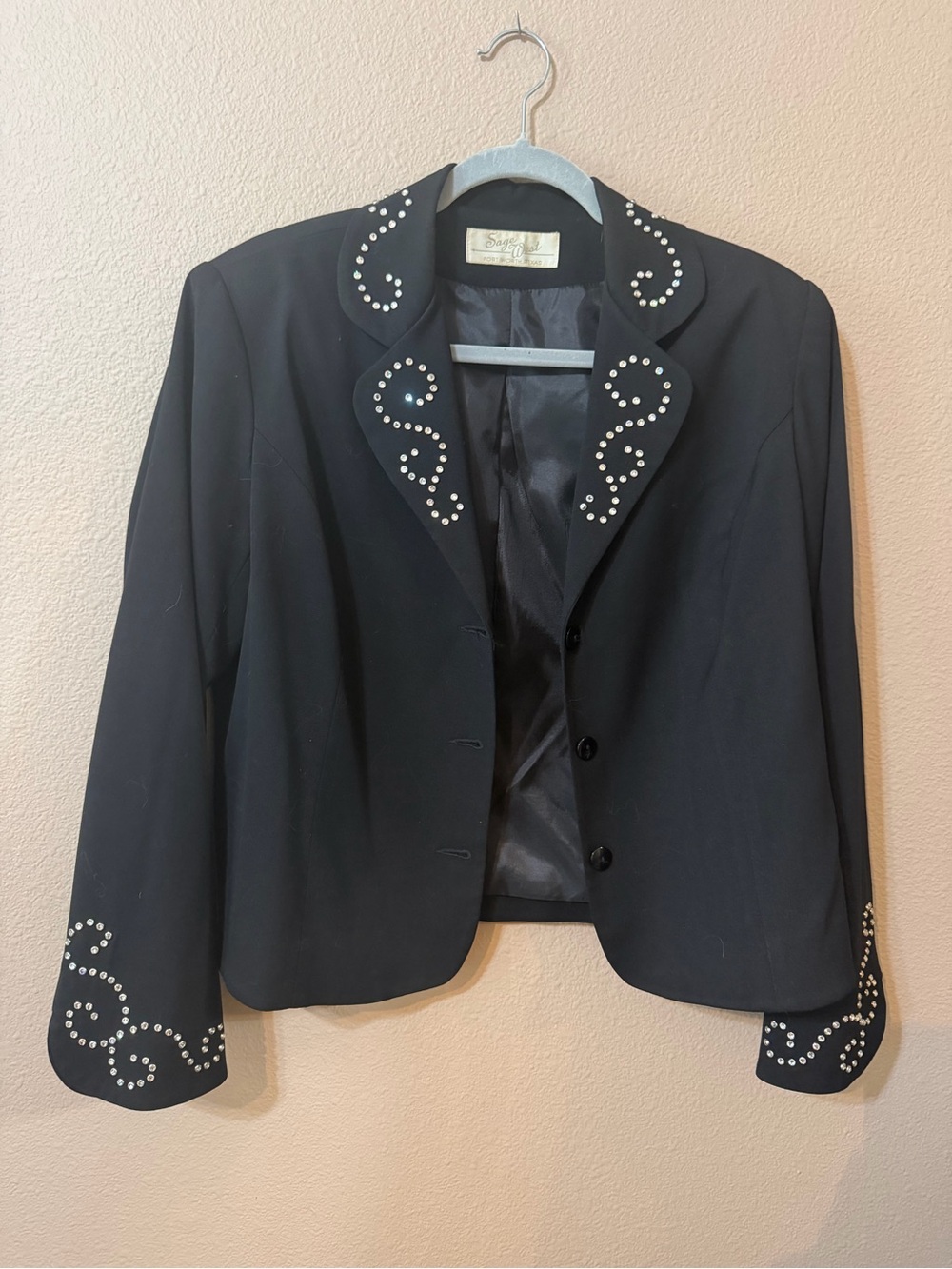 Sage West Black Embellished Women's Blazer Jacket - Stud Detail